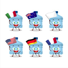 Sticker - Gallon cartoon character bring the flags of various countries