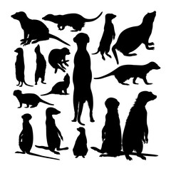 Wall Mural - Meerkat animal silhouettes. Good use for symbol, logo, web icon, mascot, sign, or any design you want.