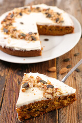 Wall Mural - carrot cake with fresh nuts