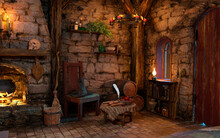 3D Rendering Medieval Fantasy Cottage