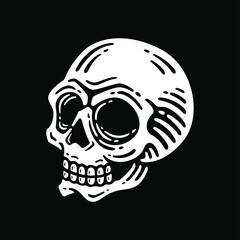 Skull on dark background. Vector Illustration.