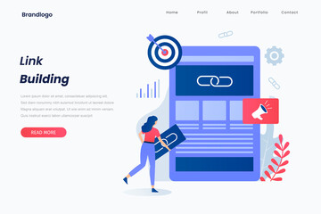 Wall Mural - Link building landing page concept. Illustration for websites, landing pages, mobile applications, posters and banners.