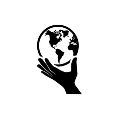 Canvas Print - globe in hand icon. One of set web icon