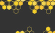 abstract beehive with hexagon grid cells on black background vector illustration.