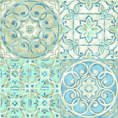 Seamless medallion Vintage multi color pattern in Indian, Turkish style. Endless pattern can be used for ceramic tile, wallpaper, linoleum, textile, web page background. Vector