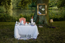 Time To Drink Tea. 5 O'clock. "Eat Me". "Drink Me". The Scenery For "Alice In Wonderland" And The Smile Of A Cheshire Cat. 