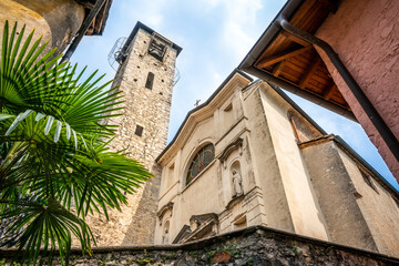 Wall Mural - Old San Vigilio church of Gandria village in Lugano Switzerland