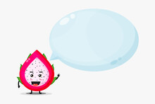 Cute Dragon Fruit Mascot With Bubble Speech