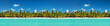 Coastline with coconut palm tree jungle on caribbean beach,  Island Saona. Dominican Republic