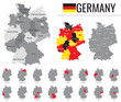 Detailed vector map of federal states of Germany with flag