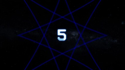 Wall Mural - Glowing countdown numbers and futuristic blue laser on milky way space stars background, space exploration concept