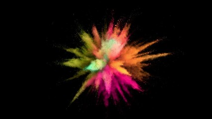 Poster - Super slow motion of coloured powder explosion isolated on black background. Filmed on high speed cinema camera, 1000fps.