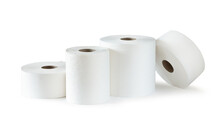 Rolls Of Toilet Paper And Paper Towels Isolated On White Background