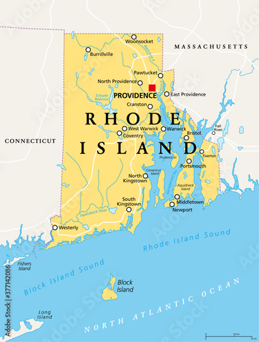 Rhode Island Political Map With The Capital Providence State Of Rhode Island And Providence Plantations Ri A State In The New England Region Of The United States Of America Illustration Vector Stock