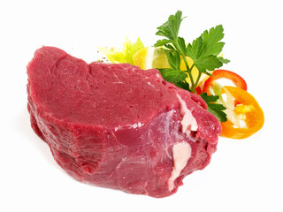 Wall Mural - Raw Buffalo Fillet Steak on white Background - Isolated