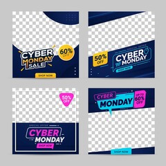 Wall Mural - Cyber Monday sale banner social media post template for business promotion vector illustration