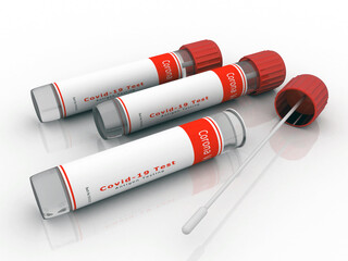 3D illustration covid 19 testing kit