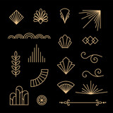 Fototapeta Na ścianę - Beautiful set of Art Deco, Gatsby palmette ornates and design elements from 1920s fashion and design trends vector