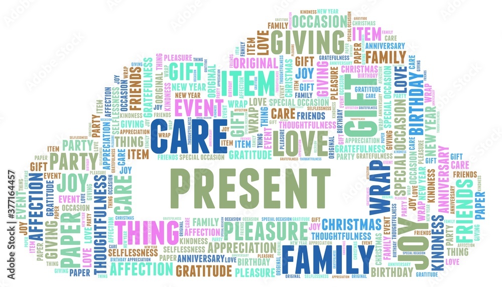 Present vector illustration word cloud isolated on a white background ...