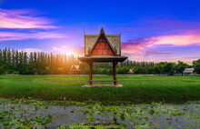 Thai Pavilion And Lotus Garden At Sakon Nakhon Province,Thailand.