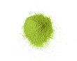 Green tea powder on a white background
