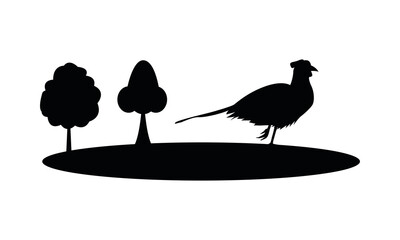 Poster - wild pheasant bird animal silhouette and trees camp