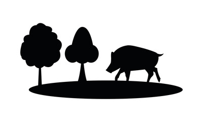 Sticker - wild pig animal nature silhouette in camp