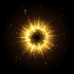 gold light sphere effect with lighnings
