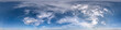 Seamless blue evening sky hdri panorama 360 degrees angle view with zenith and beautiful clouds for use in 3d graphics as sky dome or edit drone shot
