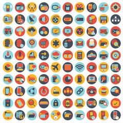 Wall Mural - Business, management and technology icon set for websites and mobile applications. Flat vector illustration	