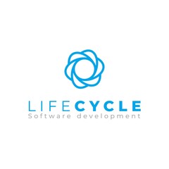 Life cycle logo template. Software development logo design. Abstract geometric floral icon. Ventilator logo. Propeller fan icon. Minimalist logo. 