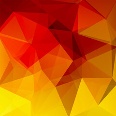 Wall Mural - Geometric pattern, polygon triangles vector background in yellow, red tones. Illustration pattern