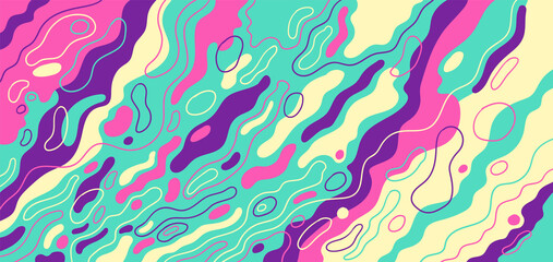 Wall Mural - Colorful abstract wavy pattern design in retro style. Vector illustration.