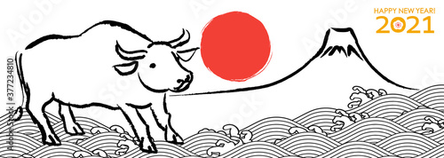 21 丑年 富士山 初日の出 Stock Vector Adobe Stock 21 丑年 富士山 初日の出 Stock Vector Adobe Stock