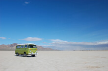 Camper Van On A California Dry Lakebed