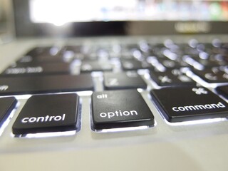 Close up of keyboard of a modern laptop.