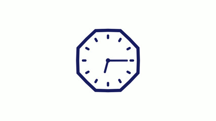 Blue dark counting down 12 hours clock icon on white background,clock icon