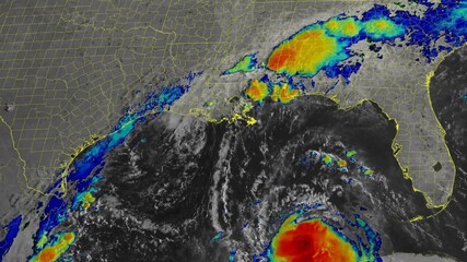 Wall Mural - 2020 hurricane laura time lapse satellite imagery. 