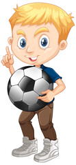 Wall Mural - Cute boy holding football
