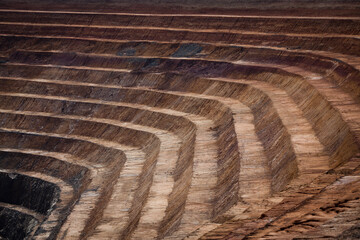 Wall Mural - Terraces in open cast mine in New South Wales, Australia. Barrick Cowal Gold Mine. Pit steps.