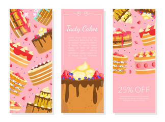 Canvas Print - Tasty Cakes Special Offer, Bakery Shop Sweet Desserts, Cafe Menu Brochure, Banner, Poster Vector Illustration