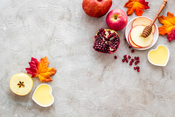 Wall Mural - Apple feast day. Rosh Hashana jewish holiday concept - top view