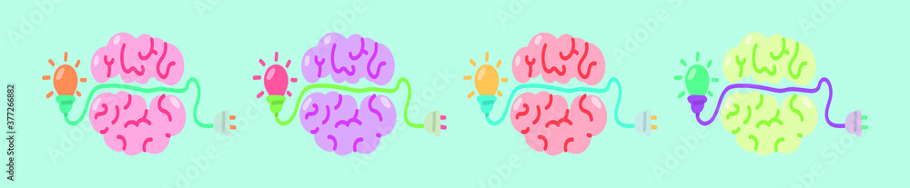 set of brainstrom cartoon icon design template with various models ...