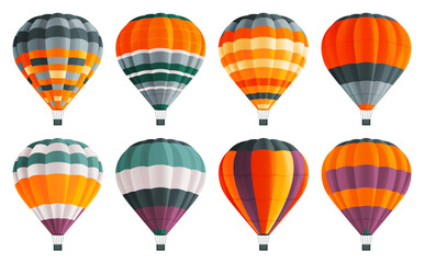 Air ballons icons set. Colorful air balloons at white background