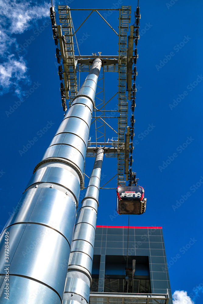 Cable car pylon and station of cableway Stock Photo | Adobe Stock
