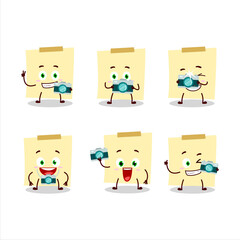 Sticker - Photographer profession emoticon with pale yellow sticky notes cartoon character