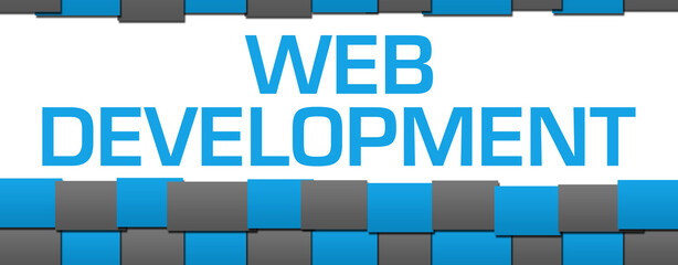 Wall Mural - Web Development Blue Grey Blocks Grid Background Text 