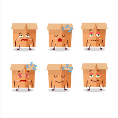 Canvas Print - Cartoon character of office boxes with sleepy expression