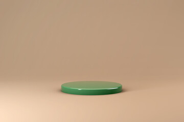 Wall Mural - 3d render green podium on beige background. 3d rendering. place for product
