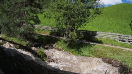 Wall Mural - water mill valley in dolomites mountains italy  Longiaru badia valley